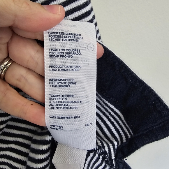 Tommy Hilfiger Navy and White Striped Blouse Women's Sz XL - Picture 8 of 9